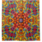 Freaky Tiki Red Fractal Kaleidoscope Douchegordijn (Voorkant)