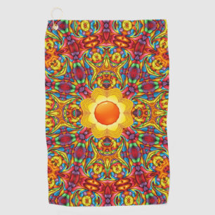 Freaky Tiki Red Fractal Kaleidoscope Golfhanddoek