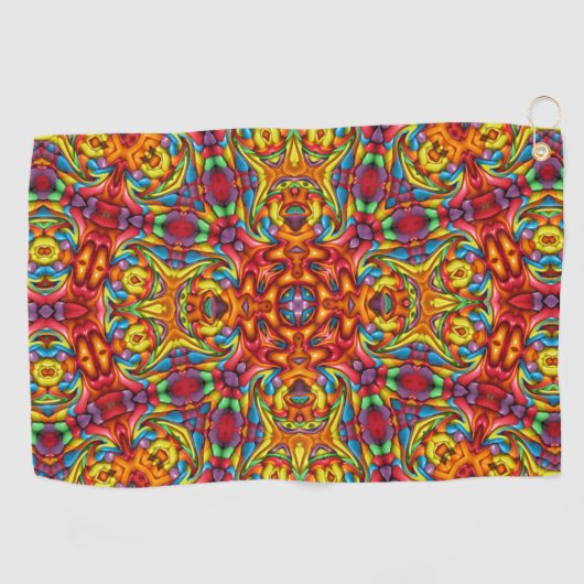 Freaky Tiki Red  Fractal Kaleidoscope Golfhanddoek (Horizontaal)
