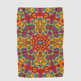 Freaky Tiki Red  Fractal Kaleidoscope Golfhanddoek