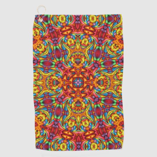 Freaky Tiki Red  Fractal Kaleidoscope Golfhanddoek (Voorkant)