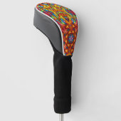 Freaky Tiki Red  Fractal Kaleidoscope Golfheadcover (Schuin)