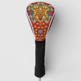 Freaky Tiki Red  Fractal Kaleidoscope Golfheadcover