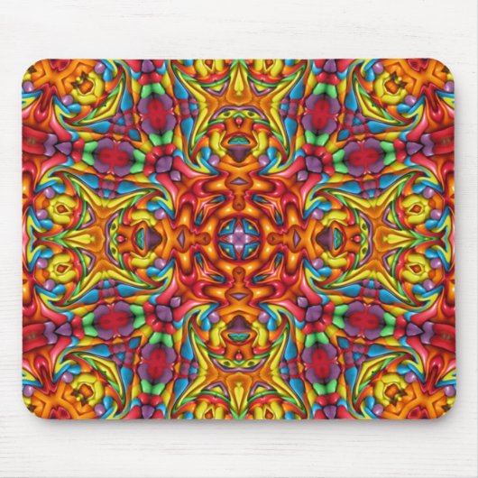 Freaky Tiki Red  Fractal Kaleidoscope Muismat (Voorkant)