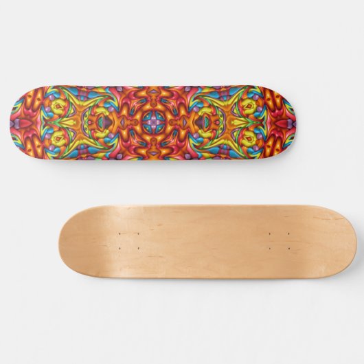 Freaky Tiki Red Fractal Kaleidoscope Persoonlijk Skateboard (Horizontaal)