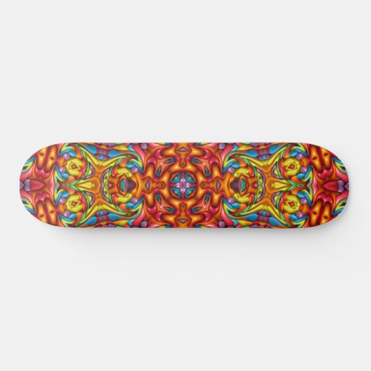 Freaky Tiki Red Fractal Kaleidoscope Persoonlijk Skateboard (Horizontaal)
