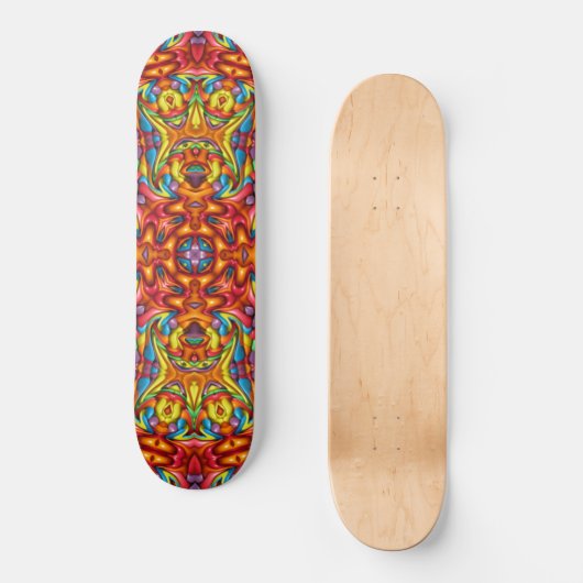 Freaky Tiki Red  Fractal Kaleidoscope Persoonlijk Skateboard (Voorkant)
