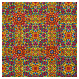 Freaky Tiki Red Fractal Kaleidoscope Stof