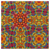 Freaky Tiki Red  Fractal Kaleidoscope Stof (Close Up)