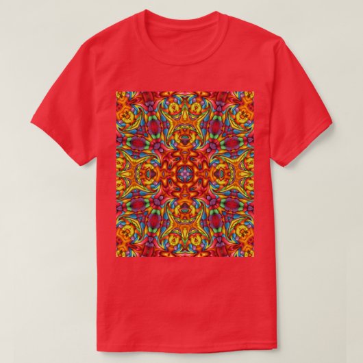 Freaky Tiki Red  Fractal Kaleidoscope T-shirt (Design voorkant)