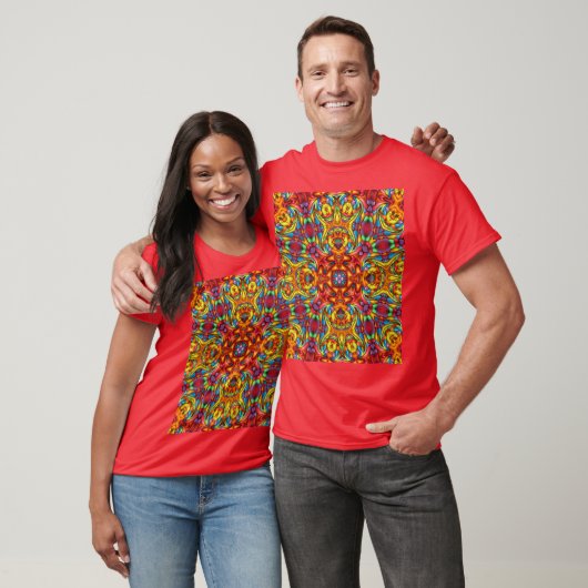 Freaky Tiki Red  Fractal Kaleidoscope T-shirt (Unisex)