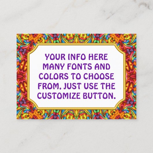 Freaky Tiki Red  Fractal Kaleidoscope Visitekaartje (Achterkant)