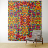 Freaky Tiki Red Fractal Kaleidoscope Wandkleed (In situ)