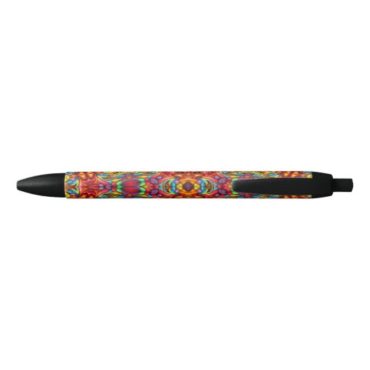 Freaky Tiki Red Fractal Kaleidoscope Zwarte Inkt Pen (Achterkant)
