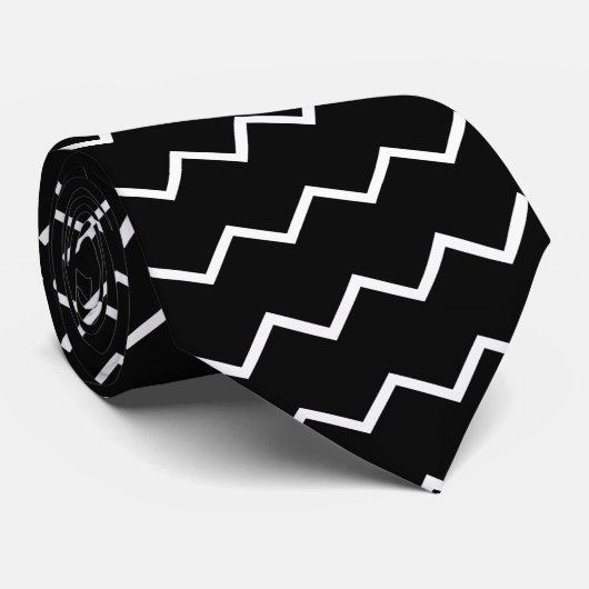 Frech, grafisch stropdas zwart-wit (Opgerold)