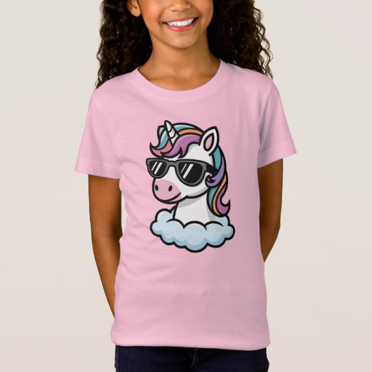 freches Einhorn Geschenkidee für Mädchen pink  T-shirt (Voorkant)