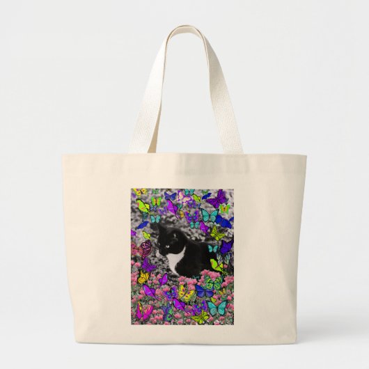 Freckles in Butterflies II - Tux Kitty Cat Grote Tote Bag (Voorkant)