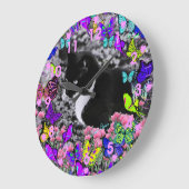 Freckles in Butterflies II - Tuxedo Cat Clock Grote Klok (Hoek)