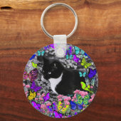 Freckles in Butterflies II - Tuxedo Cat Sleutelhanger (Voorkant)