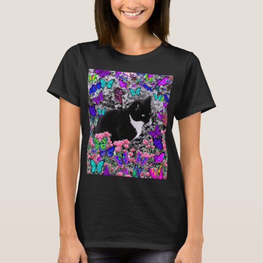 Freckles in Butterflies II - Tuxedo Cat T-shirt (Voorkant)