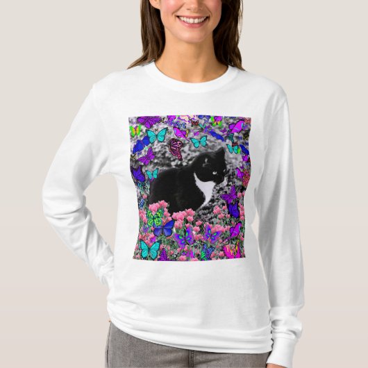 Freckles in Butterflies II - Tuxedo Cat T-shirt (Voorkant)