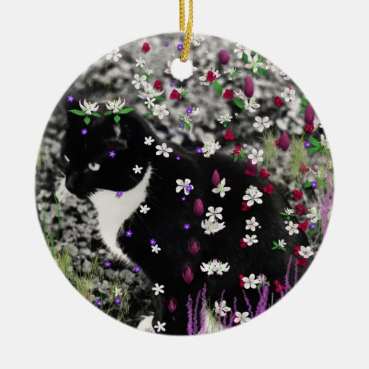 Freckles in Flowers I - Tux Cat Keramisch Ornament (Voorkant)