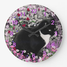 Freckles in Flowers II - Black and White Cat