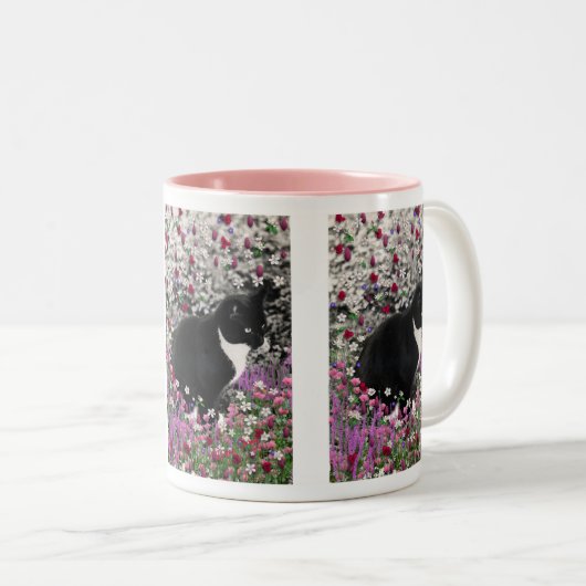 Freckles in Flowers II Mok - Tuxedo Cat (Voorkant rechts)