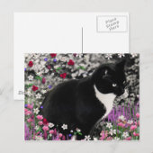 Freckles in Flowers II - Tuxedo Cat Briefkaart (Voorkant / Achterkant)