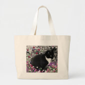 Freckles in Flowers II - Tuxedo Cat Grote Tote Bag (Voorkant)
