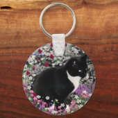 Freckles in Flowers II - Tuxedo Cat Sleutelhanger (Voorkant)