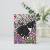 Freckles in Flowers II - Tuxedo Kitty Cat Briefkaart (Staand voorkant)