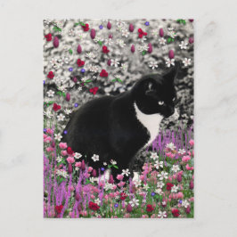 Freckles in Flowers II - Tuxedo Kitty Cat Briefkaart