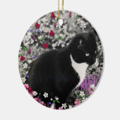 Freckles in Flowers II - Tuxedo Kitty Cat Keramisch Ornament (Links)
