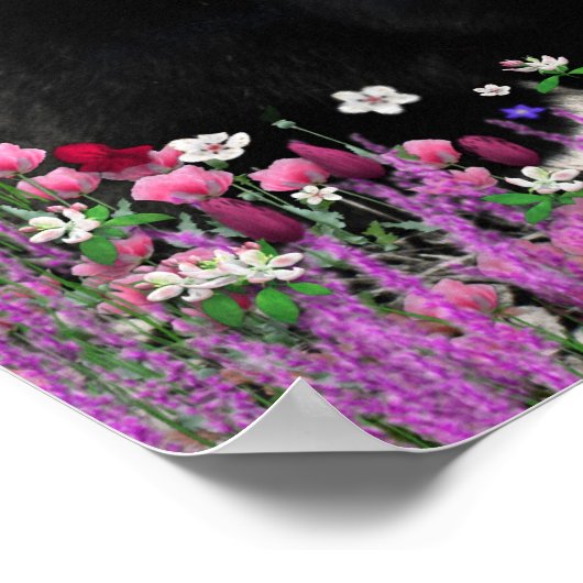 Freckles in Flowers II - Tuxedo Kitty Cat Poster (Hoek)