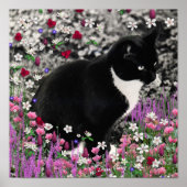 Freckles in Flowers II - Tuxedo Kitty Cat Poster (Voorkant)