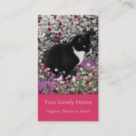 Freckles in Flowers II - Tuxedo Kitty Cat Visitekaartje