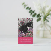 Freckles in Flowers II - Tuxedo Kitty Cat Visitekaartje (Staand voorkant)