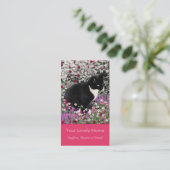 Freckles in Flowers II - Tuxedo Kitty Cat Visitekaartje (Staand voorkant)