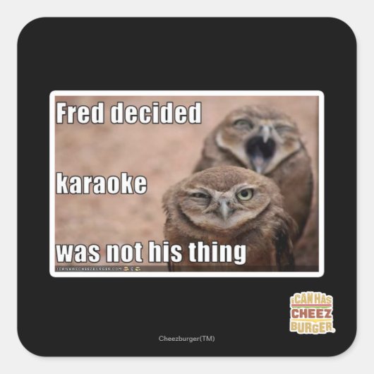 Fred besloot vierkante sticker (Voorkant)