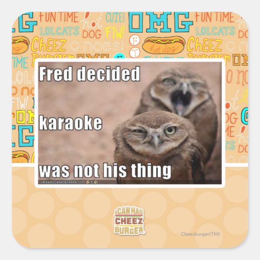 Fred besloot vierkante sticker (Voorkant)
