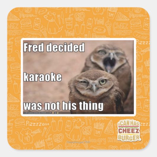 Fred besloot vierkante sticker (Voorkant)