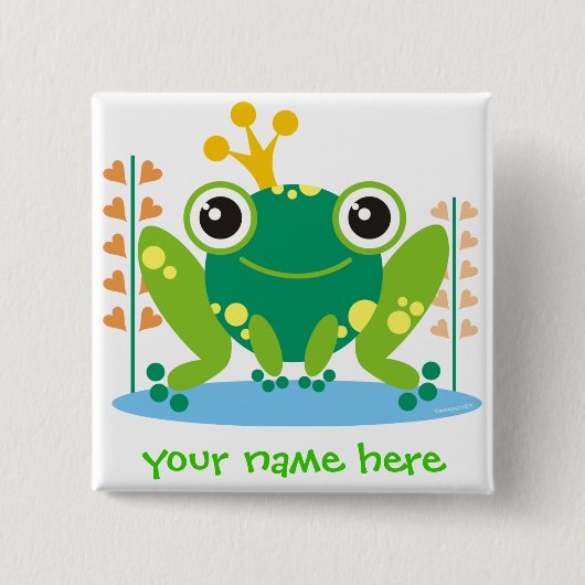 fred de froggy vierkante button 5,1 cm (Voorkant)