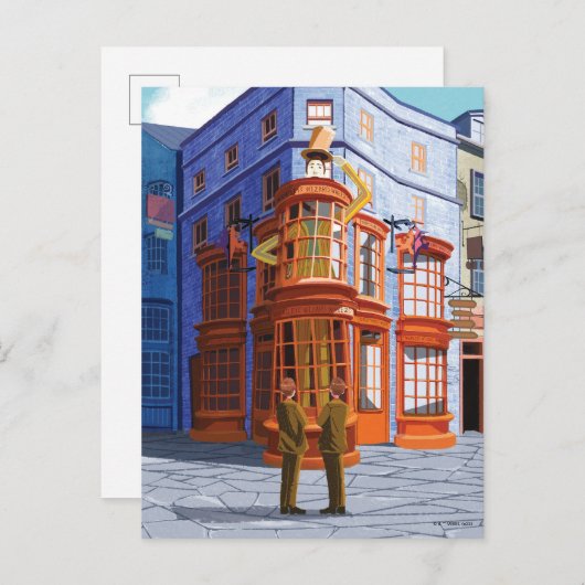 Fred en George bij Weasley's Wizard Wheezes Briefkaart (Voorkant / Achterkant)