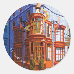 Fred en George bij Weasley's Wizard Wheezes Ronde Sticker