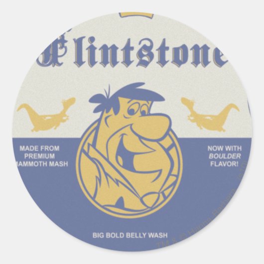 Fred Flintston Big Bold Belly Wash Ronde Sticker (Voorkant)