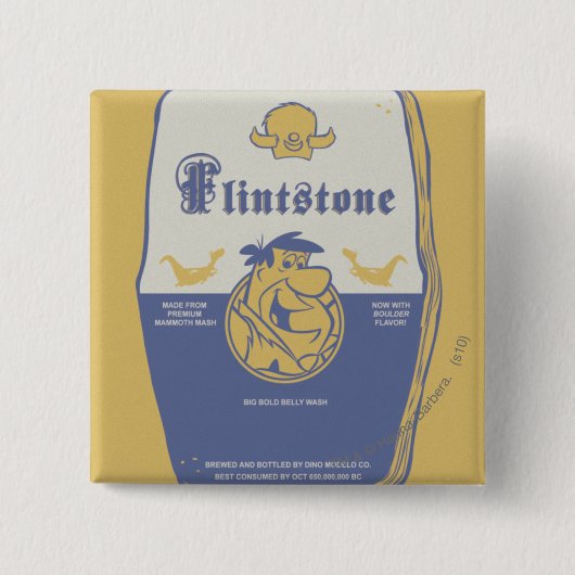 Fred Flintston Big Bold Wash Vierkante Button 5,1 Cm (Voorkant)