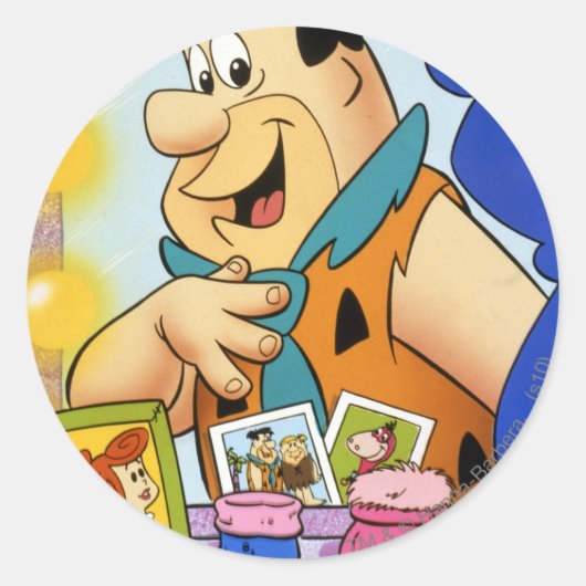 Fred Flintstone Kijk in Mirror Ronde Sticker (Voorkant)