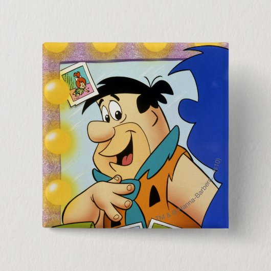 Fred Flintstone Kijk in Mirror Vierkante Button 5,1 Cm (Voorkant)