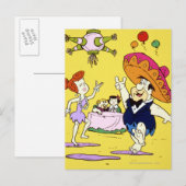 Fred Flintstone Wilma Barney en Betty Fiesta Briefkaart (Voorkant / Achterkant)